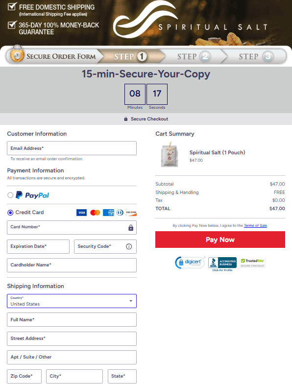 Spiritual Salt secure checkout